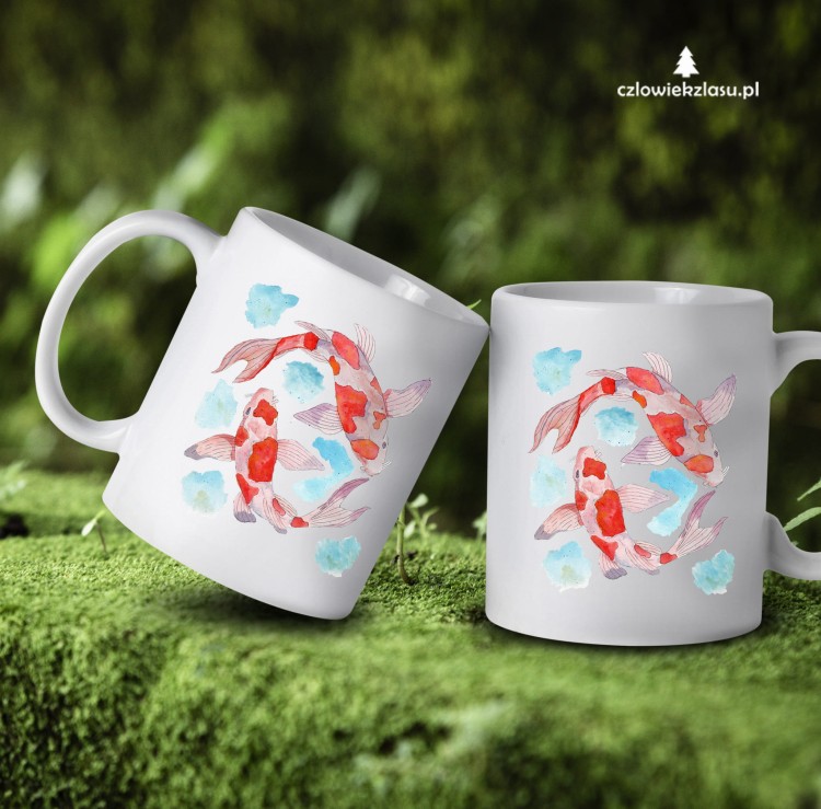 Karp kolorowy /Cyprinus carpio/ -  prezent dla wędkarza - Prezent dla hodowcy ryb ozdobnych - Nishiki-goi -  kubek ceramiczny
