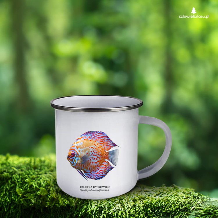 Paletka dyskowiec /Symphysodon discus/ - Ryba - prezent dla akwarysty – Prezent dla akwarystki - Akwarystyka -  Kubek emaliowany