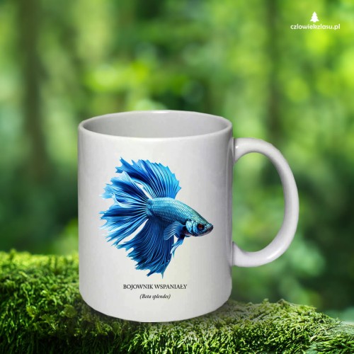 Bojownik wspaniały /Betta splendens/ - Ryba – Prezent dla akwarysty - Prezent dla akwarystki - Akwarystyka - Kubek ceramiczny - Bojownik niebieski