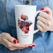 Bojownik wspaniały /Betta splendens/ - Ryba – Prezent dla akwarysty - Prezent dla akwarystki - Akwarystyka - Kubek latte - Bojownik różowy