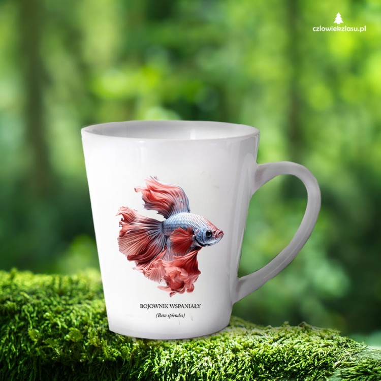 Bojownik wspaniały /Betta splendens/ - Ryba – Prezent dla akwarysty - Prezent dla akwarystki - Akwarystyka - Kubek latte - Bojownik różowy