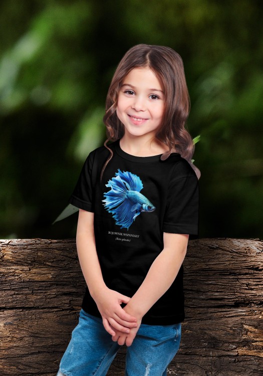 Bojownik wspaniały /Betta splendens/ - Ryba – Prezent dla akwarysty - Prezent dla akwarystki - Akwarystyka - Koszulka dziecięca - Bojownik niebieski