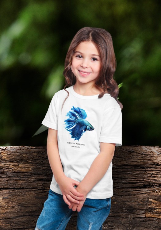 Bojownik wspaniały /Betta splendens/ - Ryba – Prezent dla akwarysty - Prezent dla akwarystki - Akwarystyka - Koszulka dziecięca - Bojownik niebieski