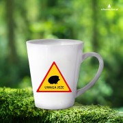 Znak drogowy uwaga jeże - Jeż - Uwaga jeże - Prezent dla przyrodnika - Prezent dla przyrodniczki - Prezent dla miłośnika jeży - Kubek latte