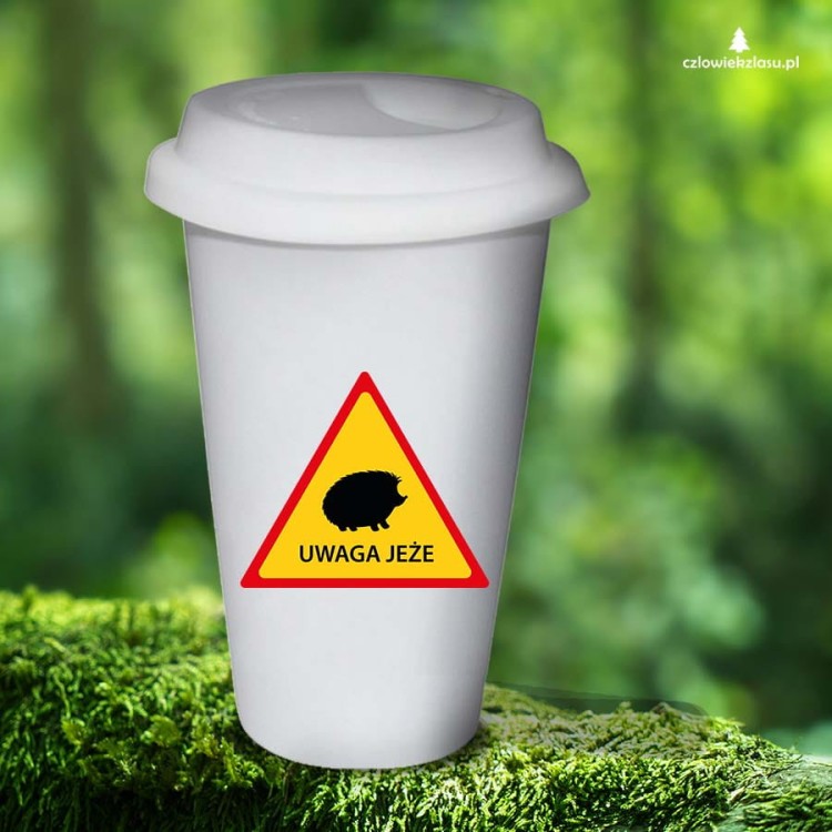Znak drogowy uwaga jeże - Jeż - Uwaga jeże - Prezent dla przyrodnika - Prezent dla przyrodniczki - Prezent dla miłośnika jeży - Tumbler