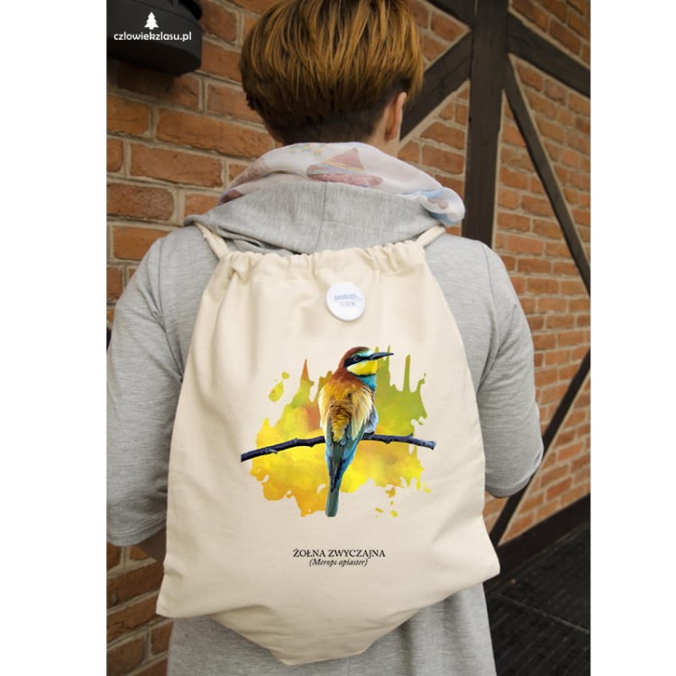 Żołna zwyczajna - Żołna pszczołojad - Merops apiaster - Żołna - prezent dla ornitologa – Prezent dla przyrodnika - Worek-Plecak