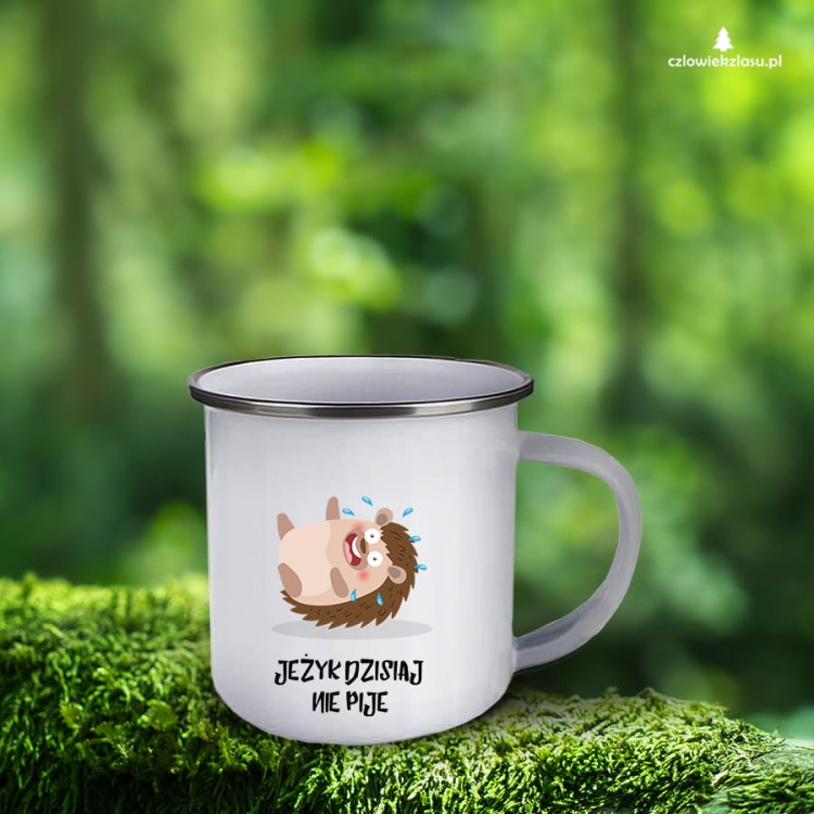 Jeżyk dzisiaj nie pije – Prezent dla Jerzego – Jeż - Jerzyk -  Kubek emaliowany