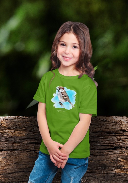 Wróbel domowy - Passer domesticus - Wróbel zwyczajny - Wróbel - prezent dla ornitologa – Prezent dla przyrodnika – Koszulka z wróblem – Koszulka dziecięca