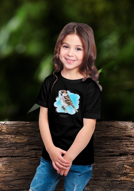 Wróbel domowy - Passer domesticus - Wróbel zwyczajny - Wróbel - prezent dla ornitologa – Prezent dla przyrodnika – Koszulka z wróblem – Koszulka dziecięca