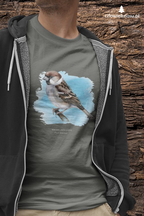 Wróbel domowy - Passer domesticus - Wróbel zwyczajny - Wróbel - prezent dla ornitologa – Prezent dla przyrodnika – Koszulka z wróblem – Koszulka
