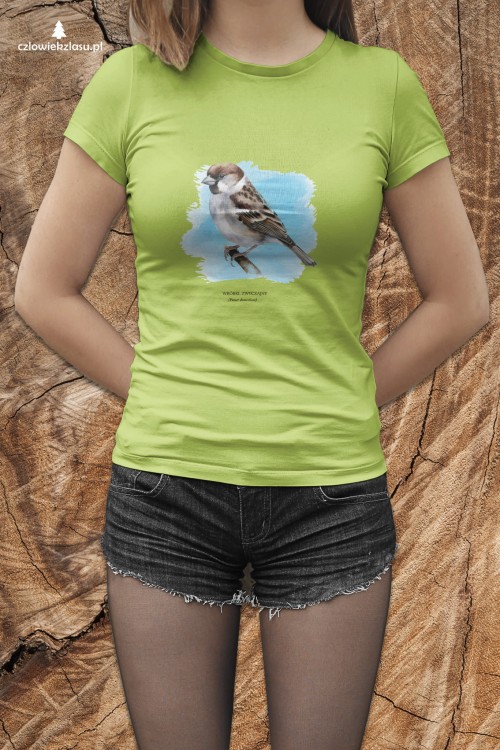 Wróbel domowy - Passer domesticus - Wróbel zwyczajny - Wróbel - prezent dla ornitologa – Prezent dla przyrodnika – Koszulka z wróblem – Koszulka