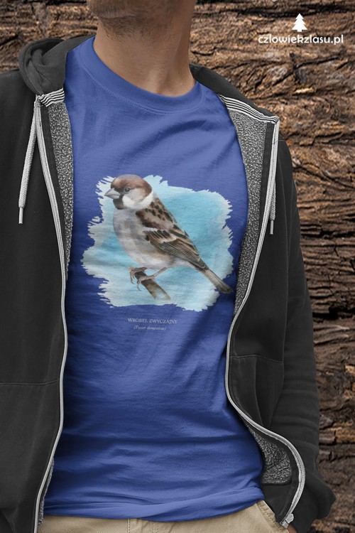 Wróbel domowy - Passer domesticus - Wróbel zwyczajny - Wróbel - prezent dla ornitologa – Prezent dla przyrodnika – Koszulka z wróblem – Koszulka