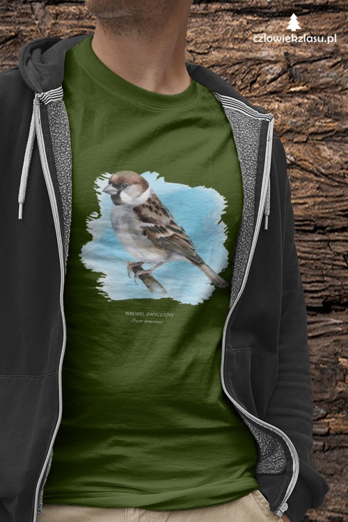 Wróbel domowy - Passer domesticus - Wróbel zwyczajny - Wróbel - prezent dla ornitologa – Prezent dla przyrodnika – Koszulka z wróblem – Koszulka