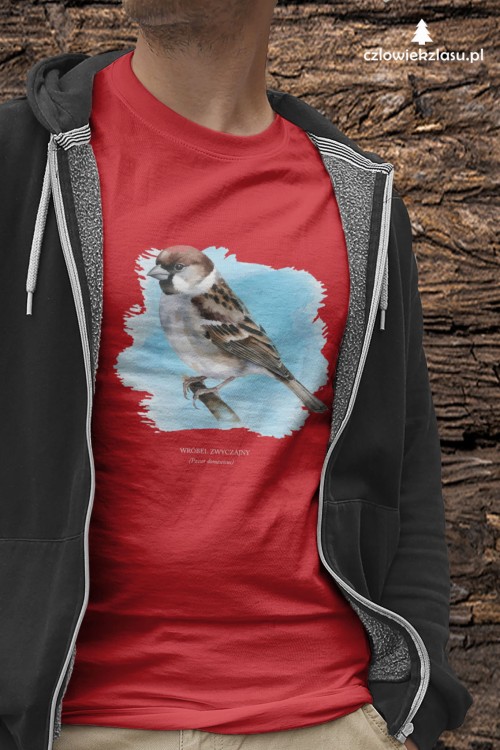 Wróbel domowy - Passer domesticus - Wróbel zwyczajny - Wróbel - prezent dla ornitologa – Prezent dla przyrodnika – Koszulka z wróblem – Koszulka