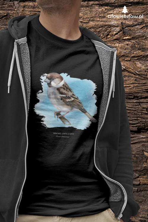 Wróbel domowy - Passer domesticus - Wróbel zwyczajny - Wróbel - prezent dla ornitologa – Prezent dla przyrodnika – Koszulka z wróblem – Koszulka