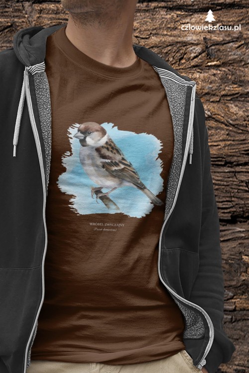 Wróbel domowy - Passer domesticus - Wróbel zwyczajny - Wróbel - prezent dla ornitologa – Prezent dla przyrodnika – Koszulka z wróblem – Koszulka