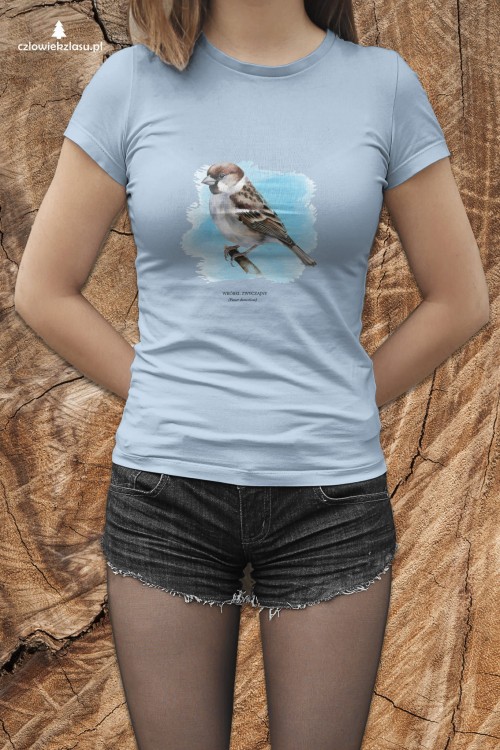 Wróbel domowy - Passer domesticus - Wróbel zwyczajny - Wróbel - prezent dla ornitologa – Prezent dla przyrodnika – Koszulka z wróblem – Koszulka