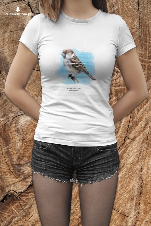 Wróbel domowy - Passer domesticus - Wróbel zwyczajny - Wróbel - prezent dla ornitologa – Prezent dla przyrodnika – Koszulka z wróblem – Koszulka