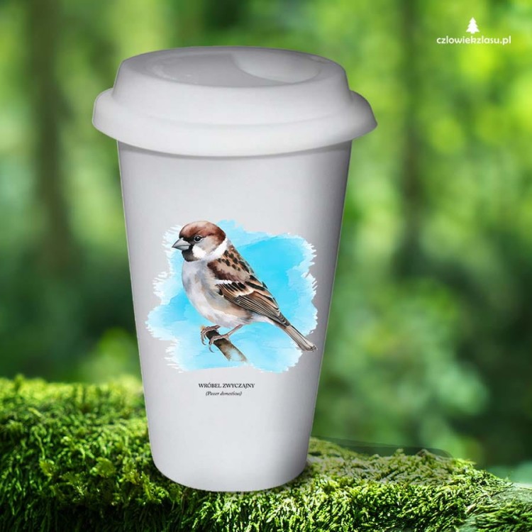 Wróbel domowy - Passer domesticus - Wróbel zwyczajny - Wróbel - prezent dla ornitologa – Prezent dla przyrodnika – Tumbler z wróblem - Tumbler
