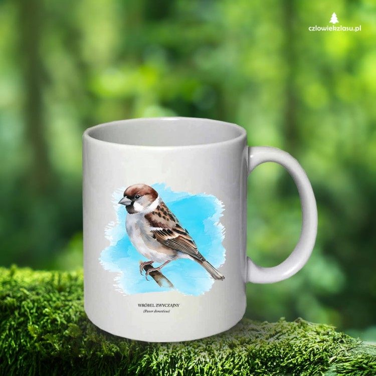 Wróbel domowy - Passer domesticus - Wróbel zwyczajny - Wróbel - prezent dla ornitologa – Prezent dla przyrodnika – Kubek z wróblem - Kubek ceramiczny