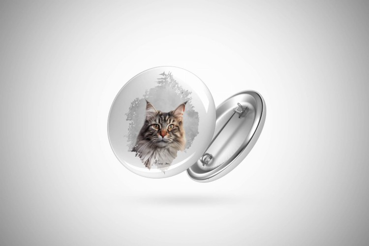 Maine coon - Mainkun - Kot - prezent dla miłośnika kotów – Przypinka z kotem - Przypinka
