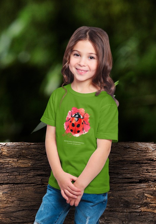 Biedronka siedmiokropka - Coccinella septempunctata - Biedronka - Prezent dla przyrodnika - Prezent dla entomologa - Koszulka z biedronką - Koszulka dziecięca