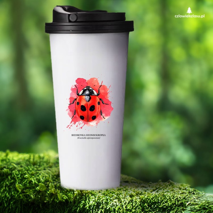 Biedronka siedmiokropka - Coccinella septempunctata - Biedronka - Prezent dla przyrodnika - Prezent dla entomologa - Kubek z biedronką - Kubek termiczny