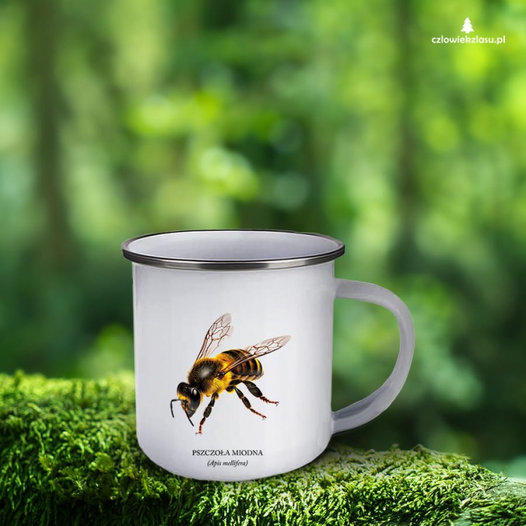 Pszczoła miodna - Apis mellifera - Pszczoła - prezent dla entomologa - Prezent dla pszczelarza - Kubek z pszczołą - Kubek emaliowany