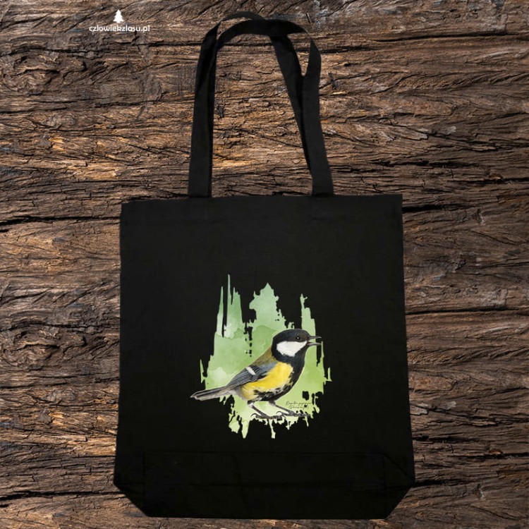 Sikorka Bogatka - Bogatka zwyczajna - Parus major - prezent dla ornitologa - Torba 2 ucha