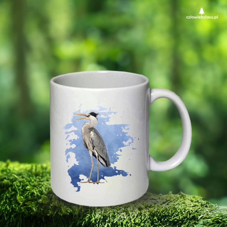Czapla siwa - Ardea cinerea - prezent dla ornitologa - Kubek ceramiczny