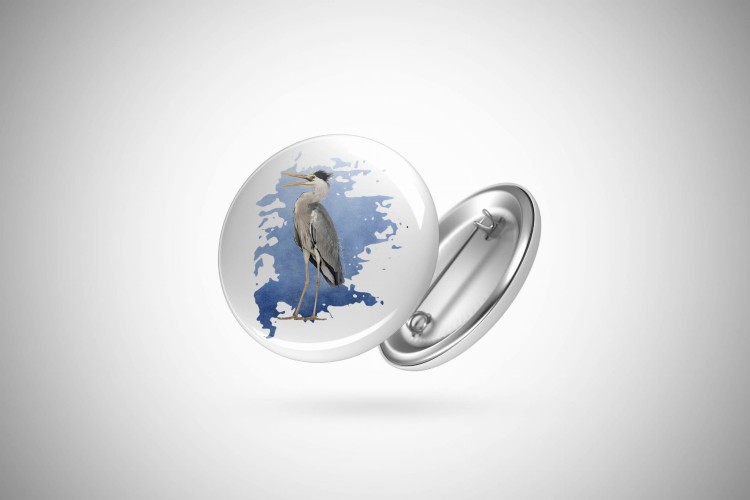 Czapla siwa - Ardea cinerea - prezent dla ornitologa - Przypinka