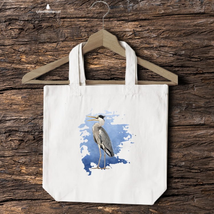 Czapla siwa - Ardea cinerea - prezent dla ornitologa - Torba 2 ucha
