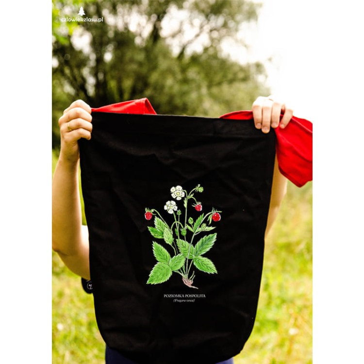 Poziomka pospolita - Fragaria vesca – prezent dla botanika, prezent dla florysty, miłośnika roślin - Torba na ramię