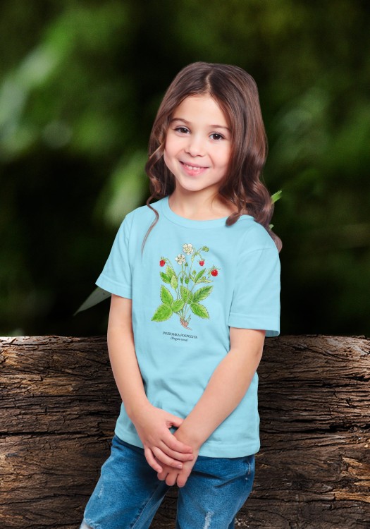 Poziomka pospolita - Fragaria vesca – prezent dla botanika, prezent dla florysty, miłośnika roślin - Koszulka dziecięca