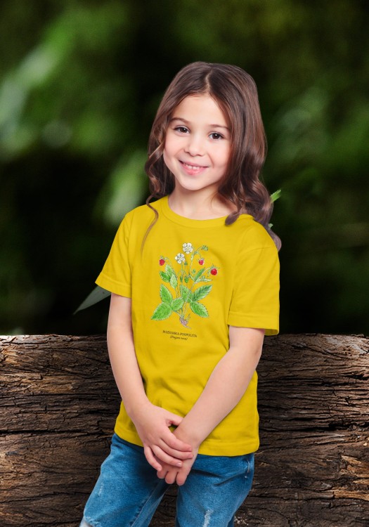 Poziomka pospolita - Fragaria vesca – prezent dla botanika, prezent dla florysty, miłośnika roślin - Koszulka dziecięca