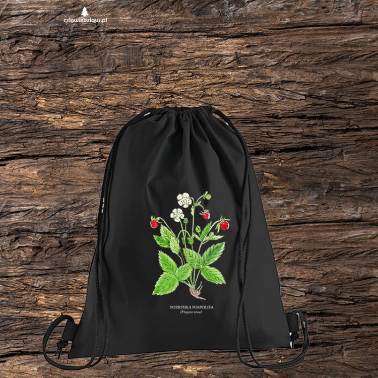 Poziomka pospolita - Fragaria vesca – prezent dla botanika, prezent dla florysty, miłośnika roślin - Worek-Plecak