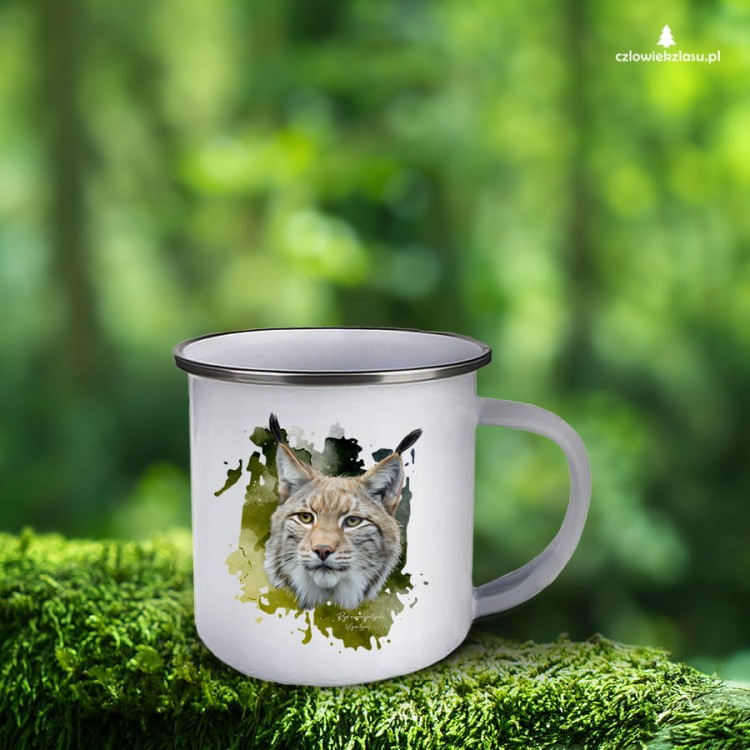 Ryś euroazjatycki - Lynx lynx - Prezent dla przyrodnika - Prezent dla przyrodniczki - Kubek emaliowany