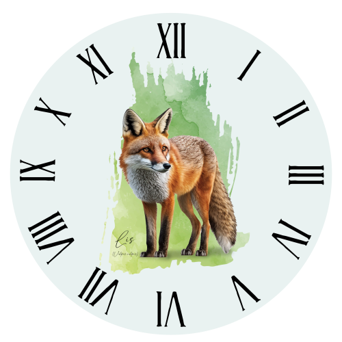 Lis rudy - Lis pospolity - Vulpes vulpes - Zegar z lisem - Zegar