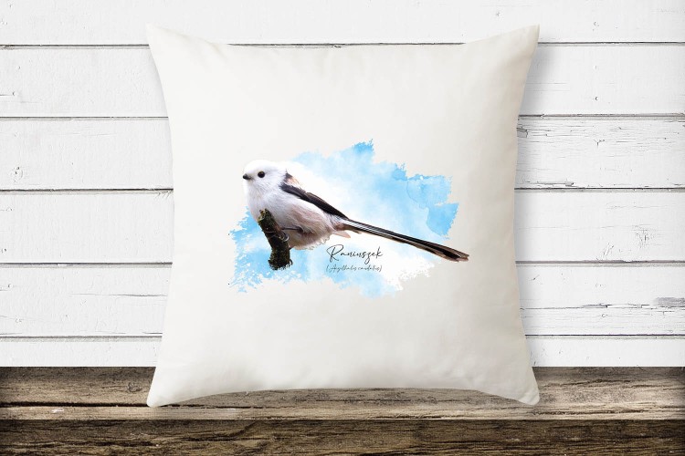 Raniuszek - Aegithalos caudatus - Prezent dla ornitologa - Prezent dla przyrodnika - Poduszka z raniuszkiem - Poduszka