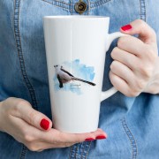 Raniuszek - Aegithalos caudatus - Prezent dla ornitologa - Prezent dla przyrodnika - Kubek latte