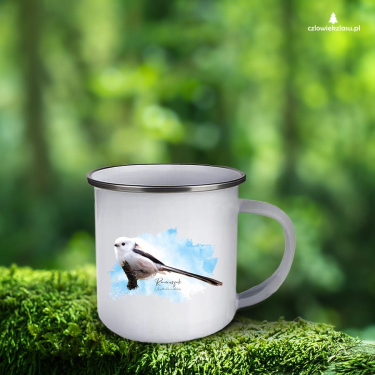 Raniuszek - Aegithalos caudatus - Prezent dla ornitologa - Prezent dla przyrodnika - Kubek emaliowany