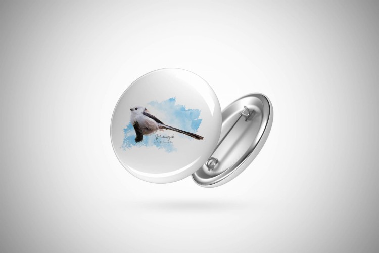 Raniuszek - Aegithalos caudatus - Prezent dla ornitologa - Prezent dla przyrodnika - Przypinka