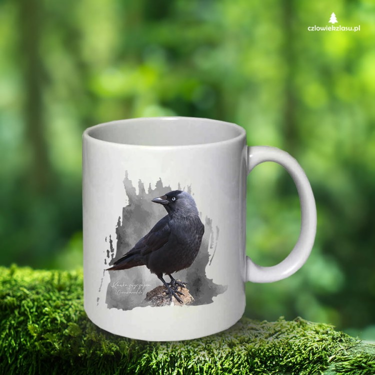 Kawka - Corvus monedula - Kawka zwyczajna - prezent dla ornitologa - Kubek ceramiczny