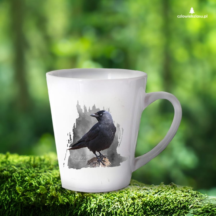 Kawka - Corvus monedula - Kawka zwyczajna - prezent dla ornitologa - Kubek latte