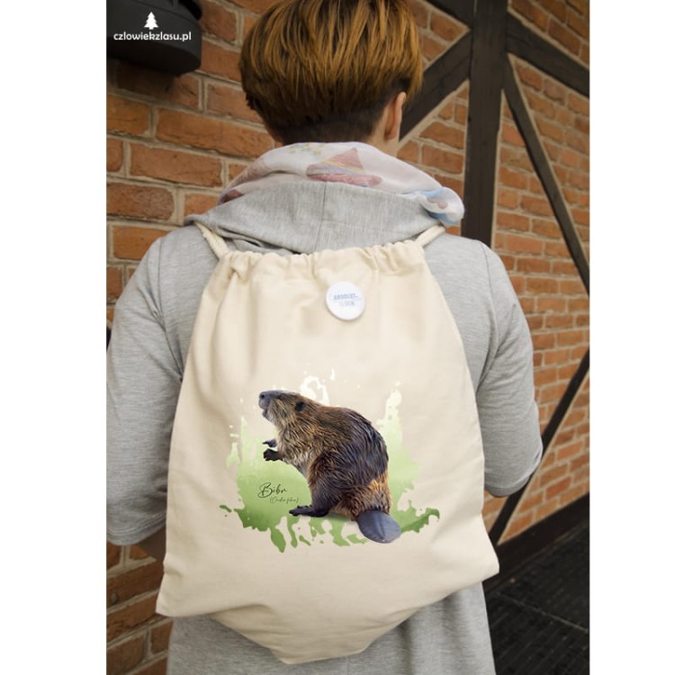 Bóbr europejski - Castor fiber - Prezent dla przyrodnika - Prezent dla przyrodniczki - Worek-Plecak