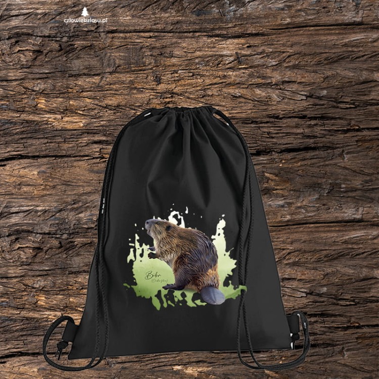 Bóbr europejski - Castor fiber - Prezent dla przyrodnika - Prezent dla przyrodniczki - Worek-Plecak