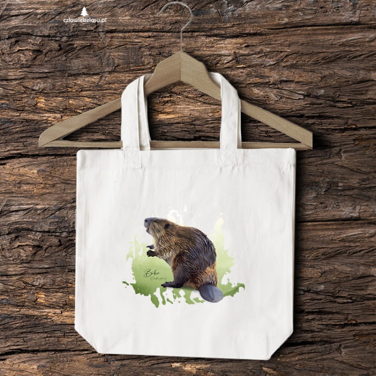 Bóbr europejski - Castor fiber - Prezent dla przyrodnika - Prezent dla przyrodniczki - Torba 2 ucha