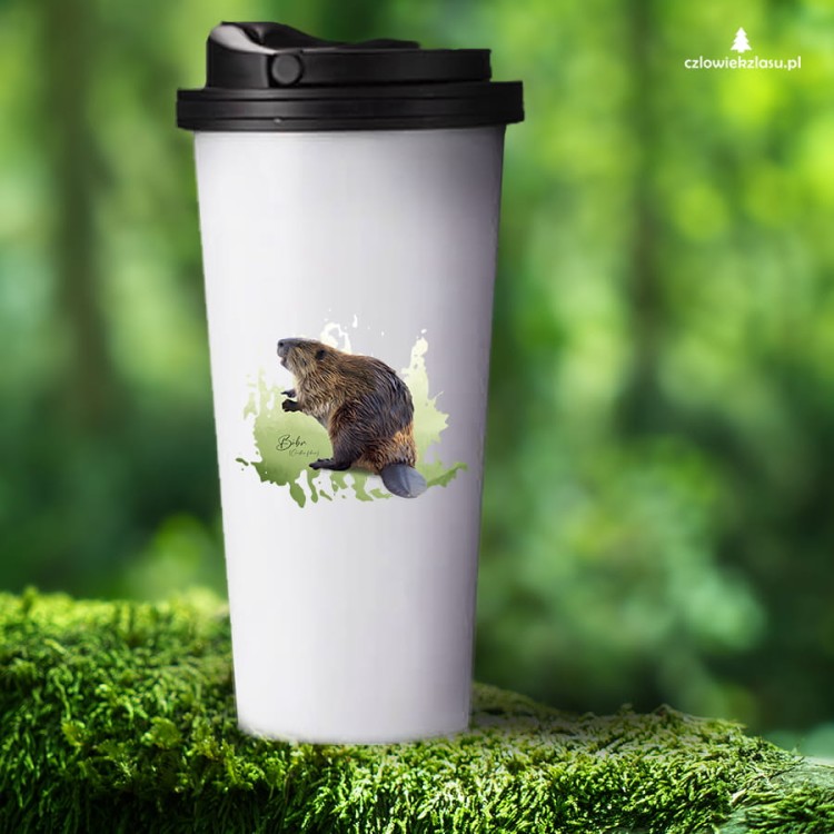 Bóbr europejski - Castor fiber - Prezent dla przyrodnika - Prezent dla przyrodniczki - Kubek termiczny