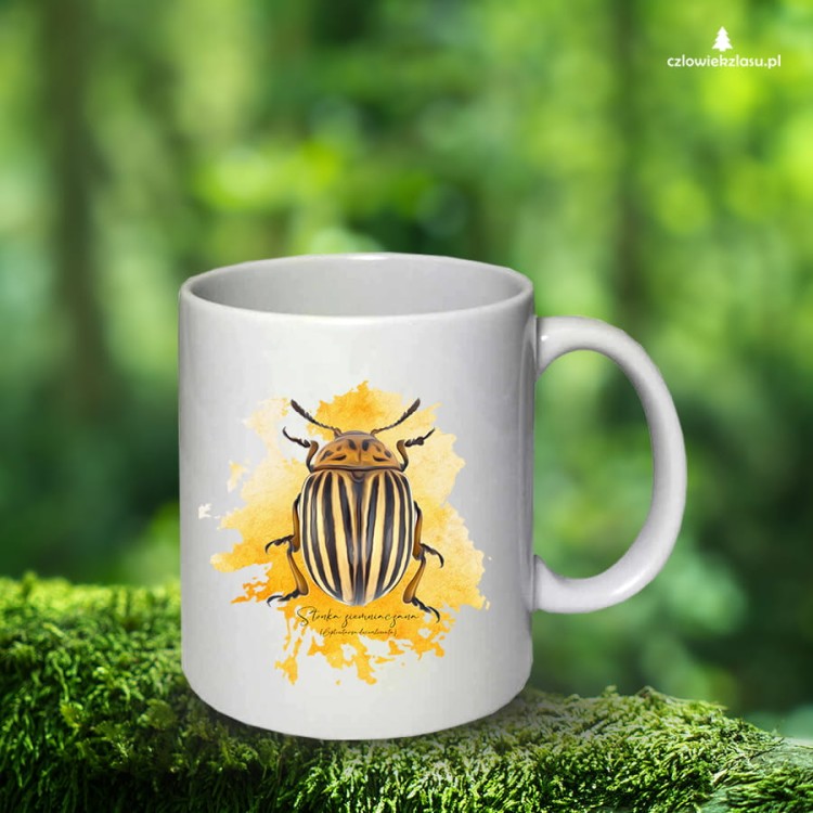 Stonka ziemniaczana - Leptinotarsa decemlineata - Prezent dla entomologa - Prezent dla przyrodnika - Kubek ceramiczny
