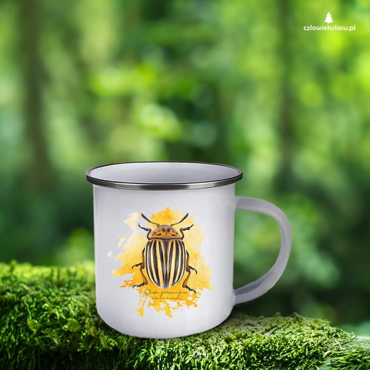 Stonka ziemniaczana - Leptinotarsa decemlineata - Prezent dla entomologa - Prezent dla przyrodnika - Kubek emaliowany